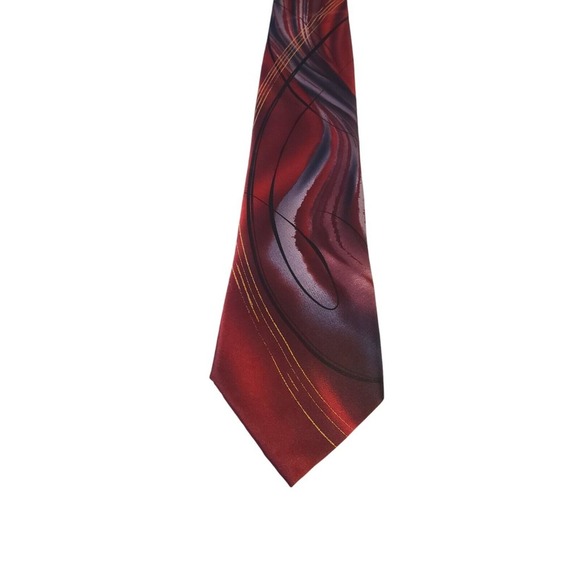 Garcia 'Two Guards' Neck Tie Mens Silk Red Purple Abstract Collection 56 Artwear - Picture 1 of 12